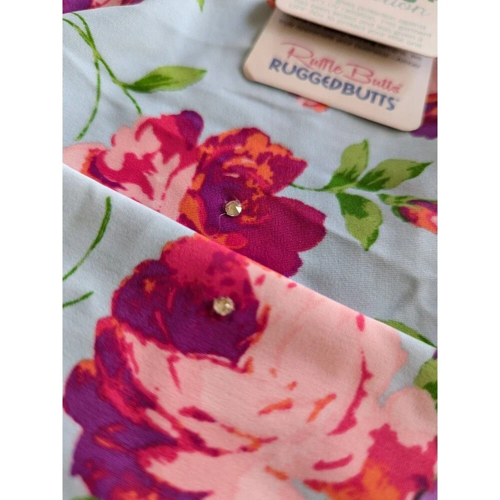 New Ruffle Butts Rash Guard Girls 10 Swim Top Life Is Rosy Floral UPF 50